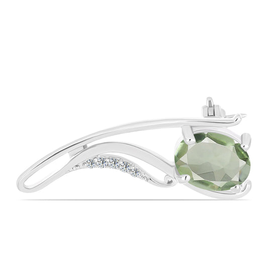 de Prata com Ametista Verde e Topázio Branco