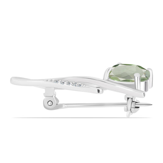 de Prata com Ametista Verde e Topázio Branco