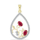 Pendente de Prata com Banho de Ouro com Rubi de Madagáscar e Topázio Branco