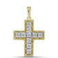 Cruz Pendente de Prata com Banho de Ouro com Diamante Branco