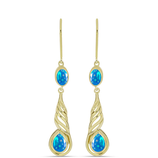 Brincos de Prata com Banho de Ouro com Opala Paraíso da Etiópia