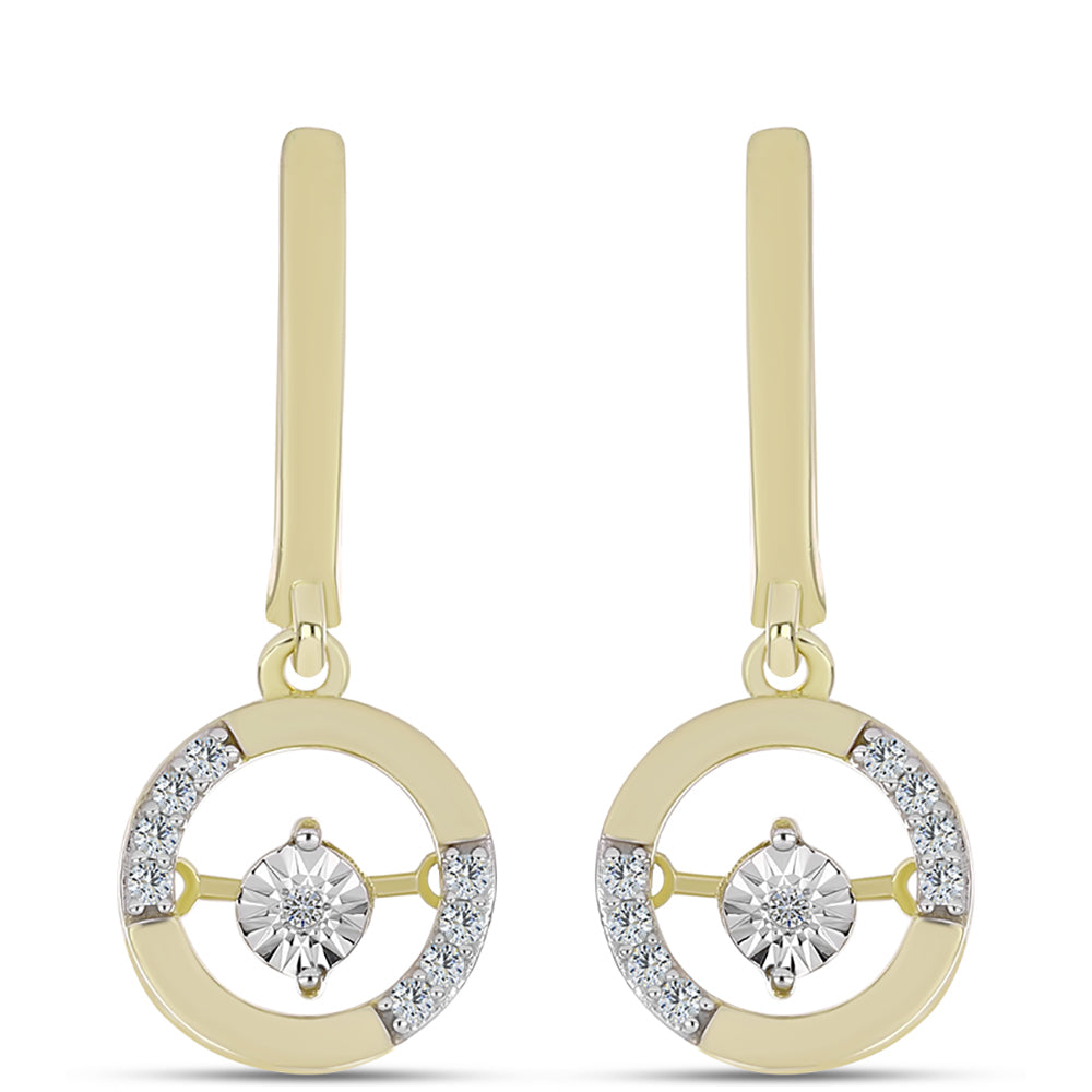 Brincos de Prata com Banho de Ouro com Diamante Branco e Topázio Branco