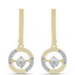 Brincos de Prata com Banho de Ouro com Diamante Branco e Topázio Branco