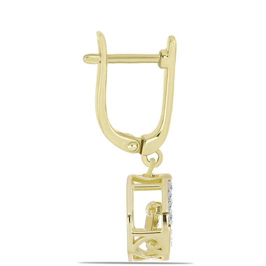 Brincos de Prata com Banho de Ouro com Diamante Branco e Topázio Branco