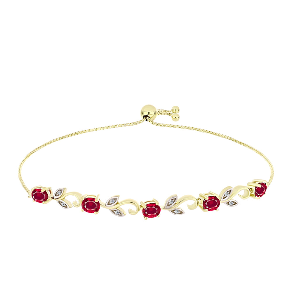 Pulseira de Prata com Banho de Ouro com Rubi de Madagáscar e Topázio Branco  Contraste: Cabeca de Veado (800) 1 
