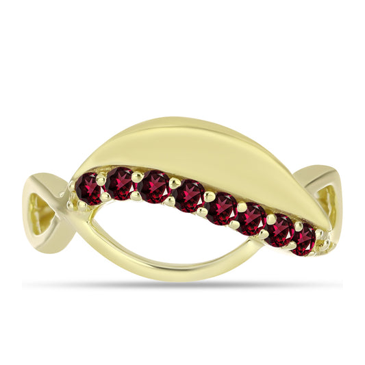 Anel de Prata com Banho de Ouro com Granada de Rhodolite