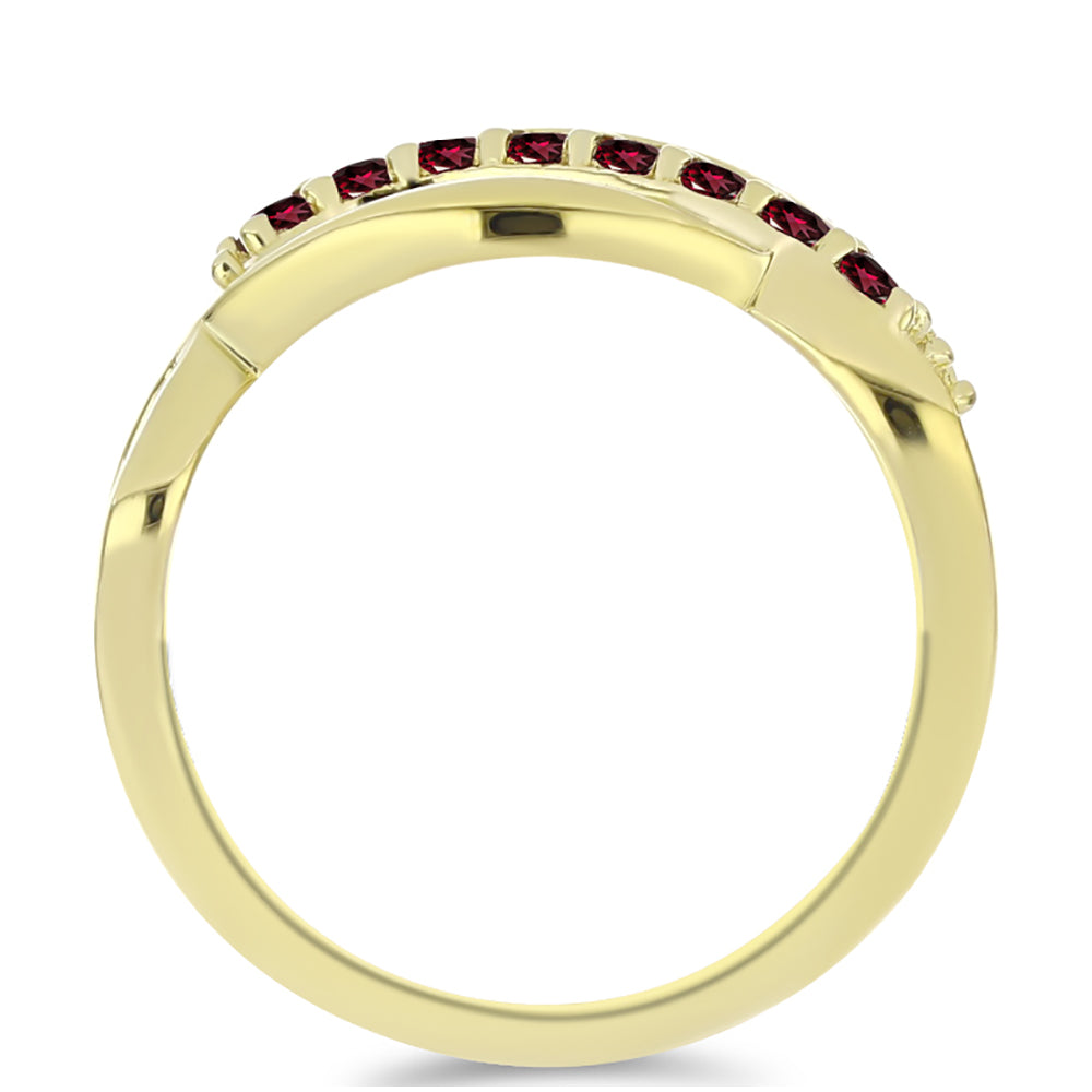 Anel de Prata com Banho de Ouro com Granada de Rhodolite