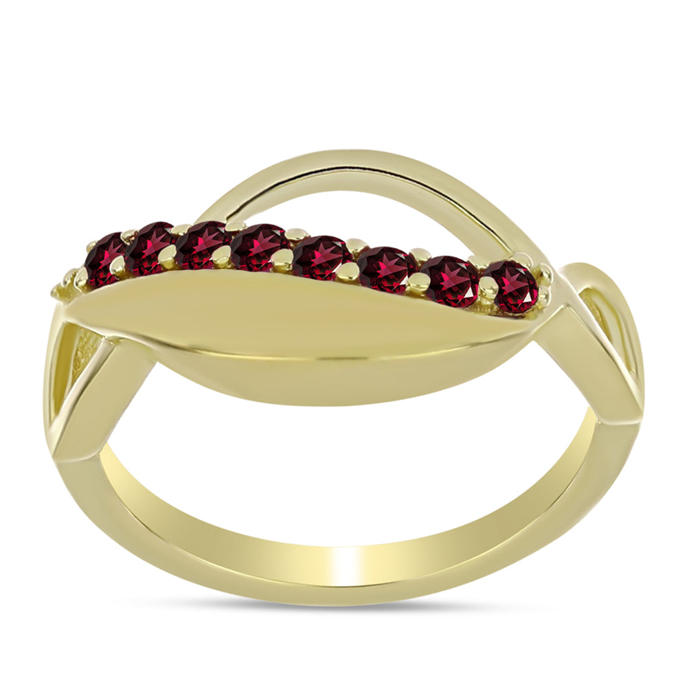 Anel de Prata com Banho de Ouro com Granada de Rhodolite 3 