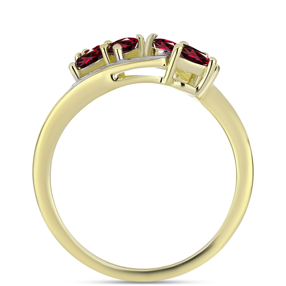 Anel de Prata com Banho de Ouro com Granada de Rhodolite e Topázio Branco  Contraste: Cabeca de Veado (800) 2 