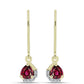 Brincos de Prata com Banho de Ouro com Granada de Rhodolite e Topázio Branco