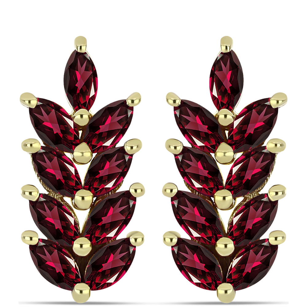 Brincos de Prata com Banho de Ouro com Granada de Rhodolite 1 