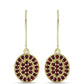 Brincos de Prata com Banho de Ouro com Granada de Rhodolite