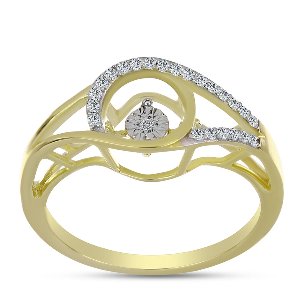 Anel de Prata com Banho de Ouro com Diamante Branco e Topázio Branco  Contraste: Cabeca de Veado (800)