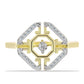 Anel de Prata com Banho de Ouro com Diamante Branco e Topázio Branco  Contraste: Cabeca de Veado (800)