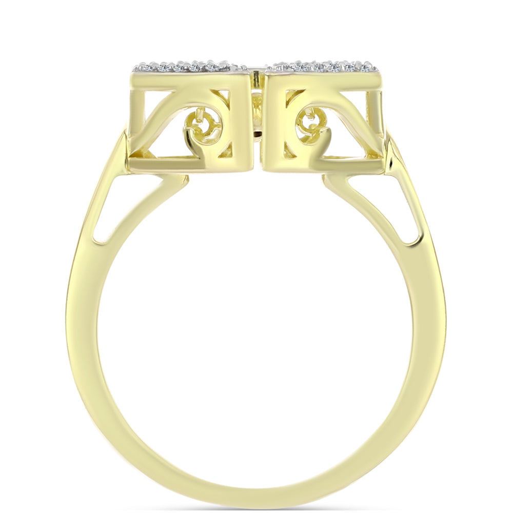 Anel de Prata com Banho de Ouro com Diamante Branco e Topázio Branco  Contraste: Cabeca de Veado (800) 2 