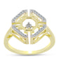 Anel de Prata com Banho de Ouro com Diamante Branco e Topázio Branco  Contraste: Cabeca de Veado (800)