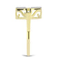 Anel de Prata com Banho de Ouro com Diamante Branco e Topázio Branco  Contraste: Cabeca de Veado (800)