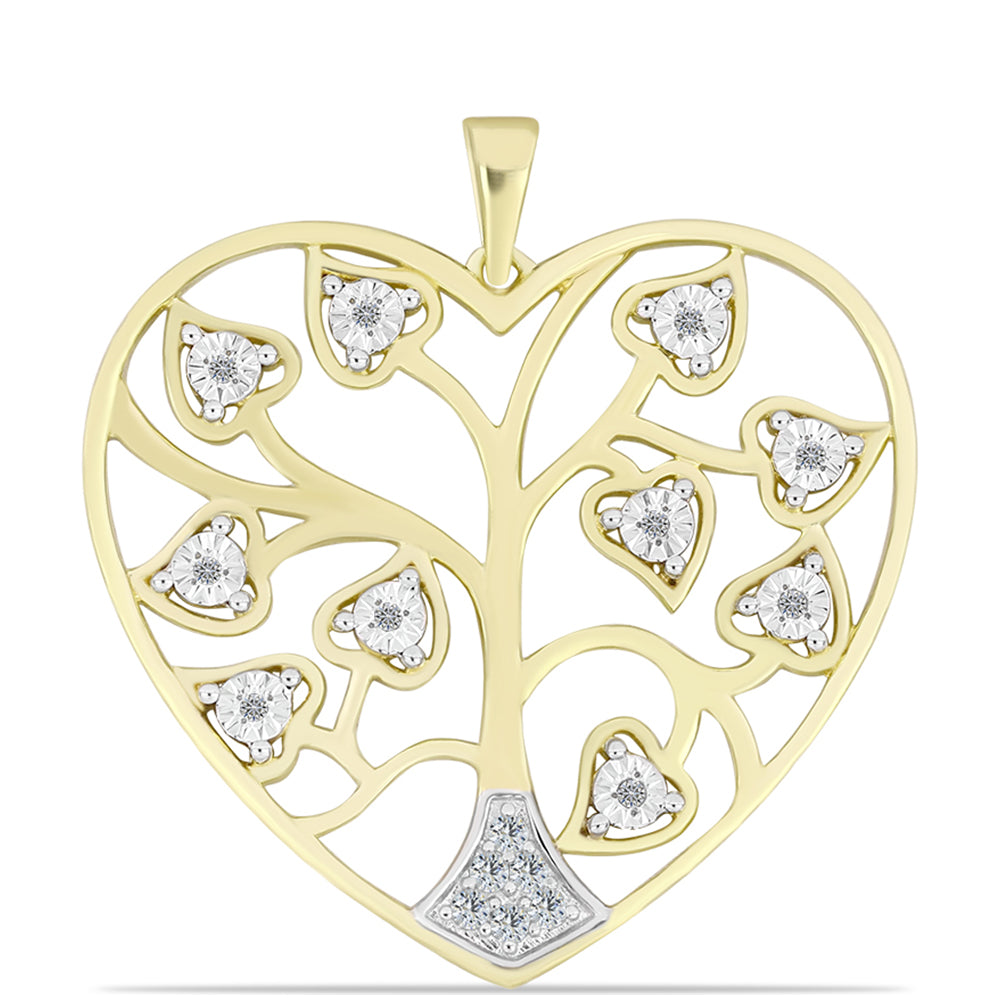 Pendente de Prata com Banho de Ouro com Diamante Branco e Topázio Branco  Contraste: Cabeca de Veado (800)