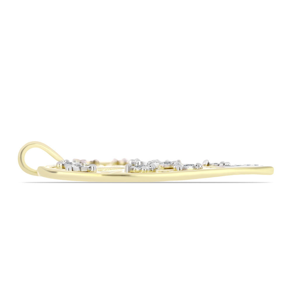 Pendente de Prata com Banho de Ouro com Diamante Branco e Topázio Branco  Contraste: Cabeca de Veado (800)