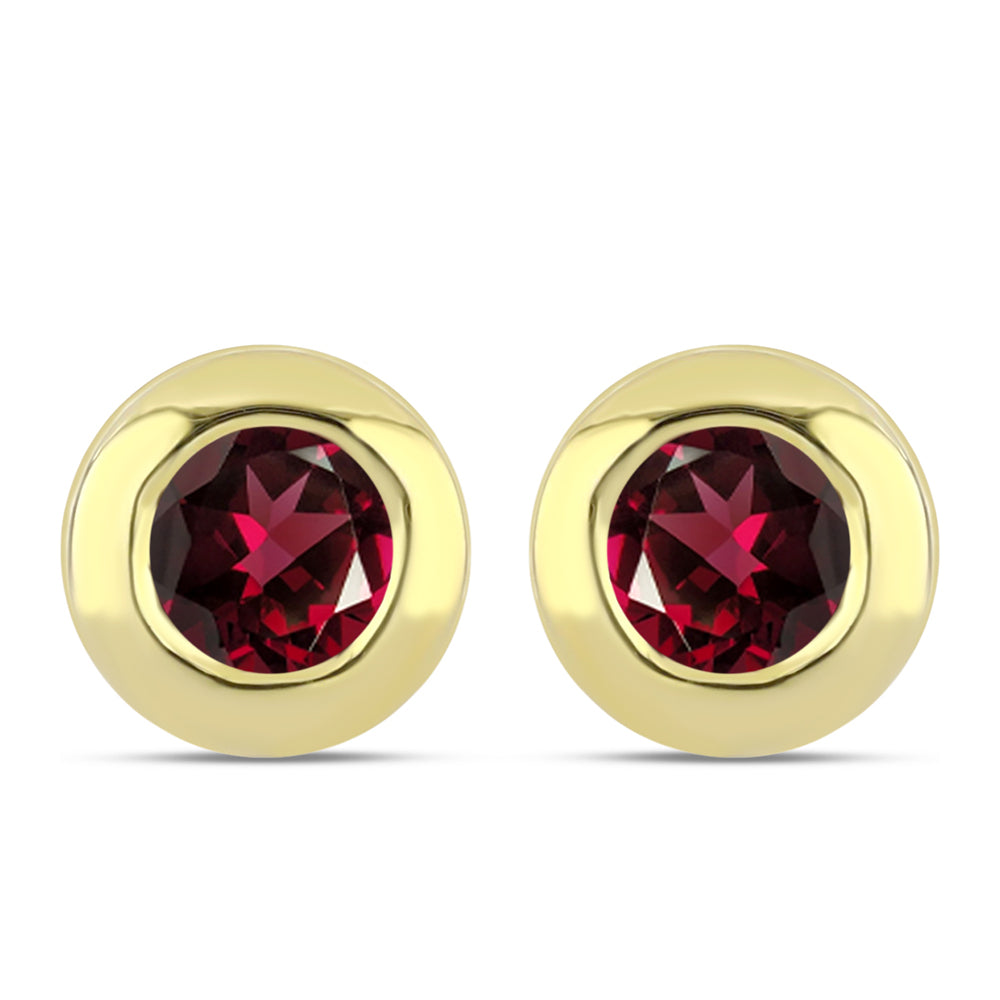 Brincos de Prata com Banho de Ouro com Granada de Rhodolite 1 