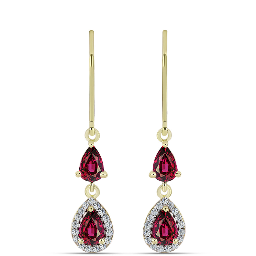 Brincos de Prata com Banho de Ouro com Granada de Rhodolite e Topázio Branco