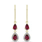 Brincos de Prata com Banho de Ouro com Granada de Rhodolite e Topázio Branco