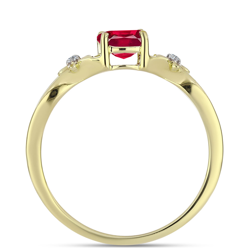 Anel de Prata com Banho de Ouro com Rubi de Madagáscar e Topázio Branco