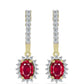 Brincos de Prata com Banho de Ouro com Rubi de Madagáscar e Topázio Branco
