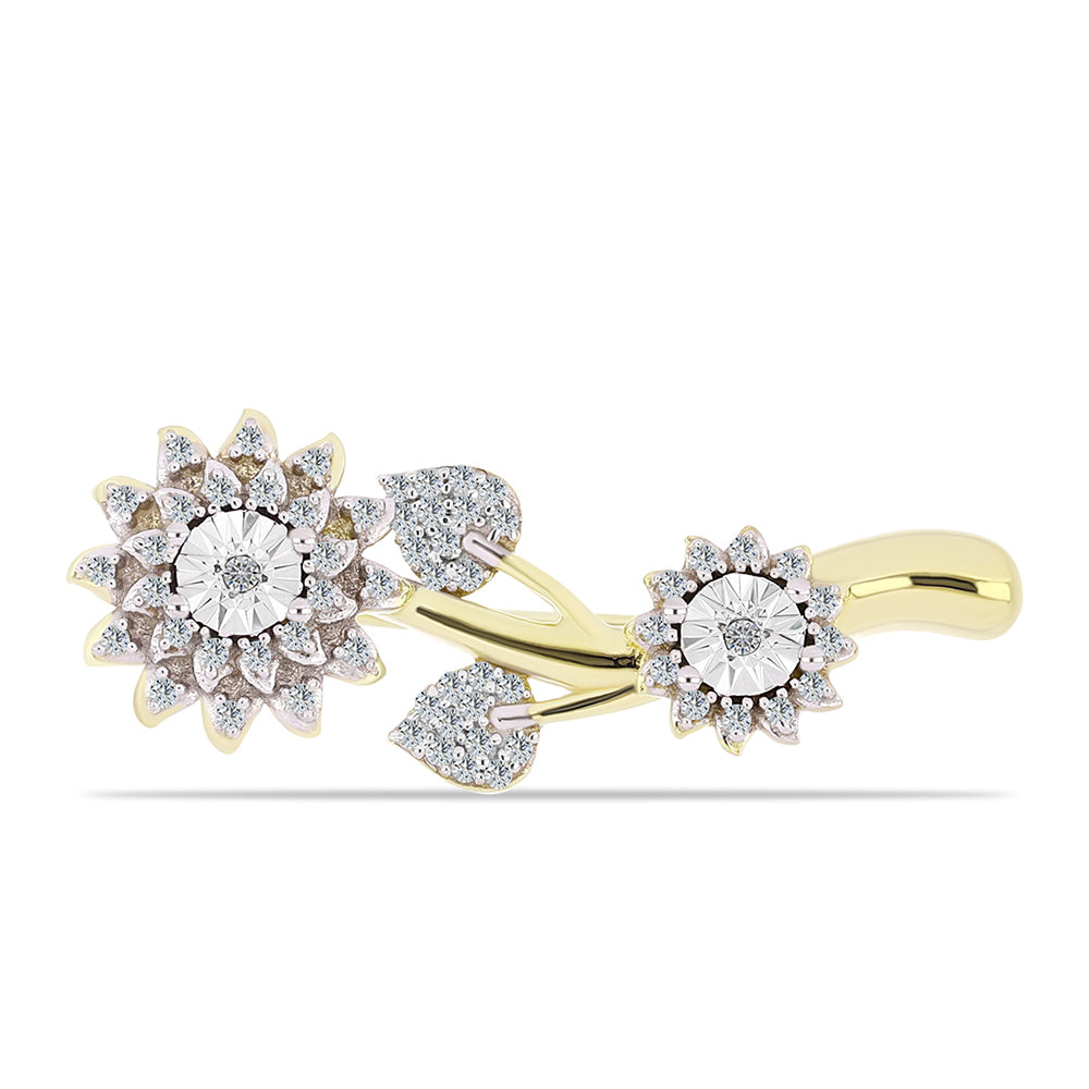 Alfinete de Prata com Banho de Ouro com Diamante Branco e Topázio Branco  Contraste: Cabeca de Veado (800)