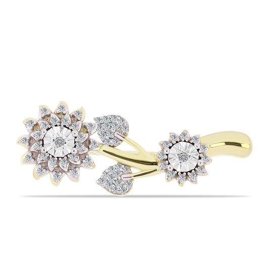 Alfinete de Prata com Banho de Ouro com Diamante Branco e Topázio Branco  Contraste: Cabeca de Veado (800)