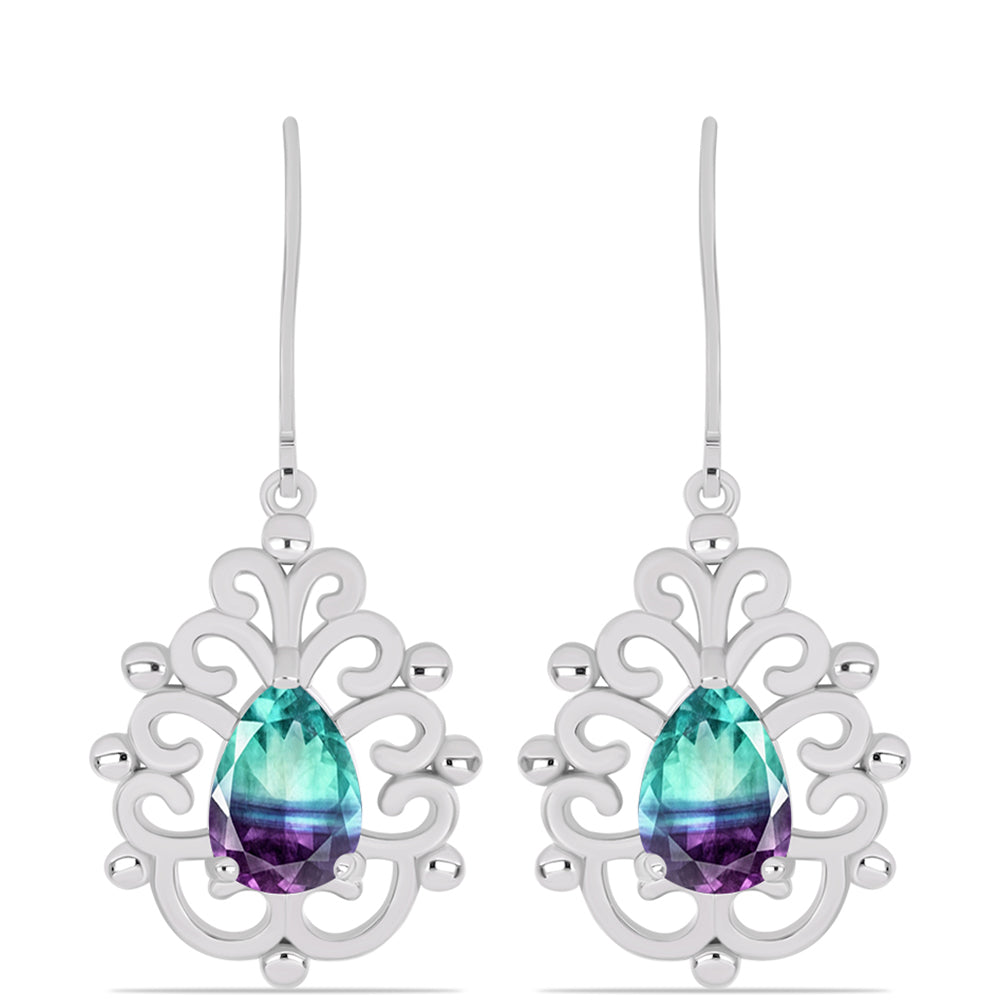 Brincos de Prata com Fluorita Zebra 1 