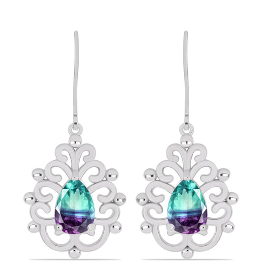 Brincos de Prata com Fluorita Zebra