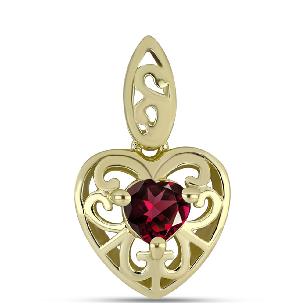Pendente de Prata com Banho de Ouro com Granada de Rhodolite