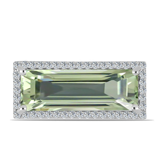 Anel de Prata com Ametista Verde e Topázio Branco  Contraste: Cabeca de Veado (800)