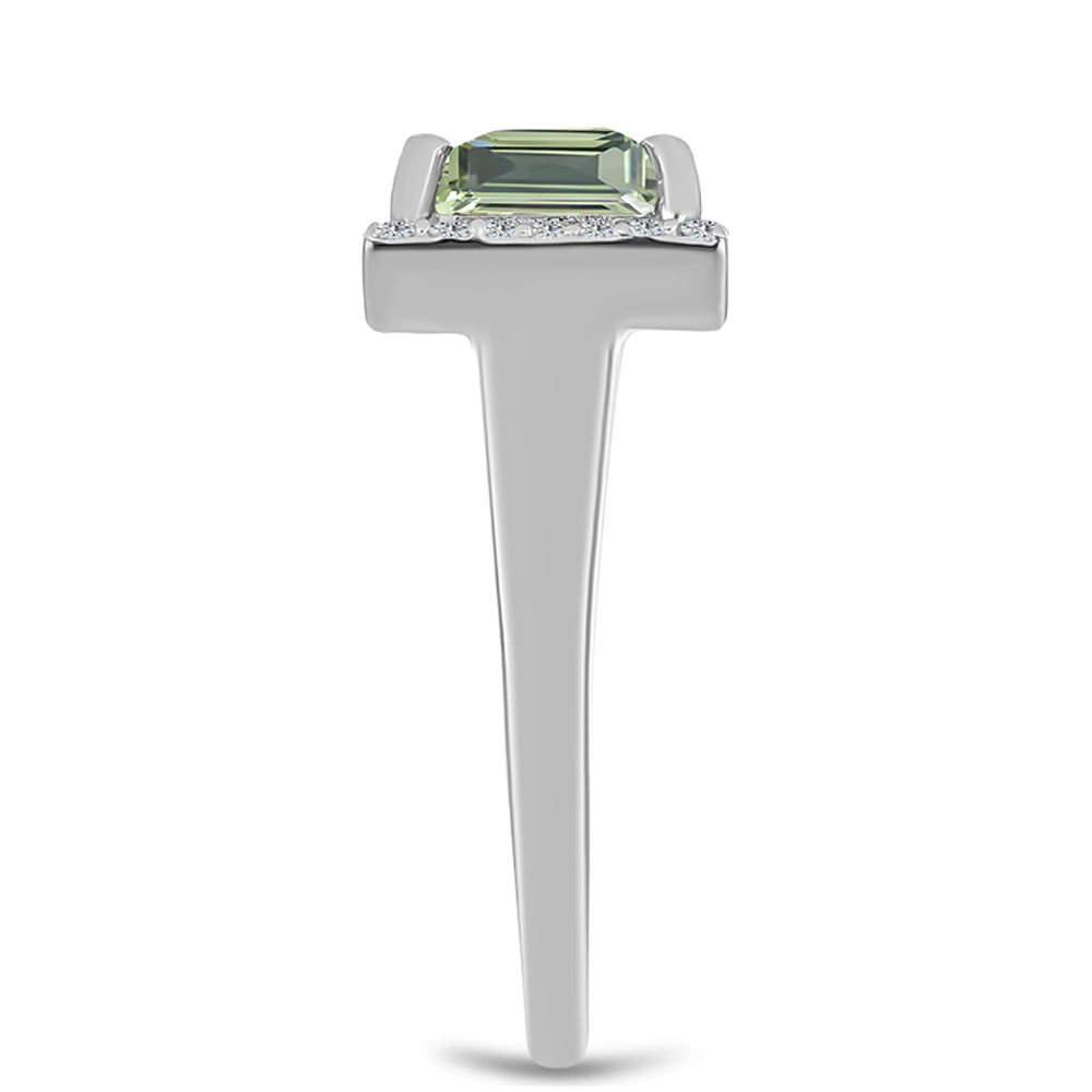 Anel de Prata com Ametista Verde e Topázio Branco  Contraste: Cabeca de Veado (800) 4 