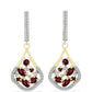 Brincos de Prata com Banho de Ouro com Granada de Rhodolite e Topázio Branco  Contraste: Cabeca de Veado (800)