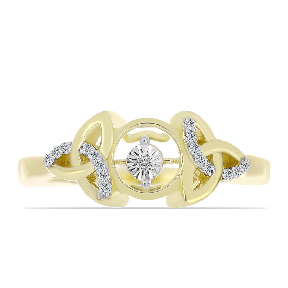 Anel de Prata com Banho de Ouro com Diamante Branco e Topázio Branco  Contraste: Cabeca de Veado (800)