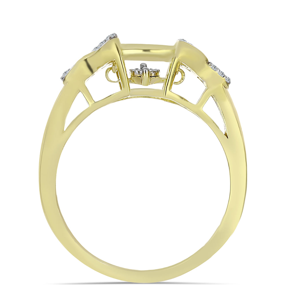 Anel de Prata com Banho de Ouro com Diamante Branco e Topázio Branco  Contraste: Cabeca de Veado (800) 2 