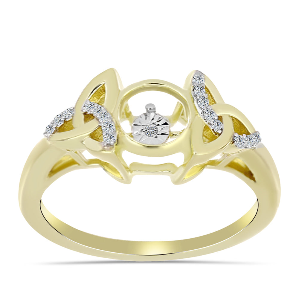 Anel de Prata com Banho de Ouro com Diamante Branco e Topázio Branco  Contraste: Cabeca de Veado (800)