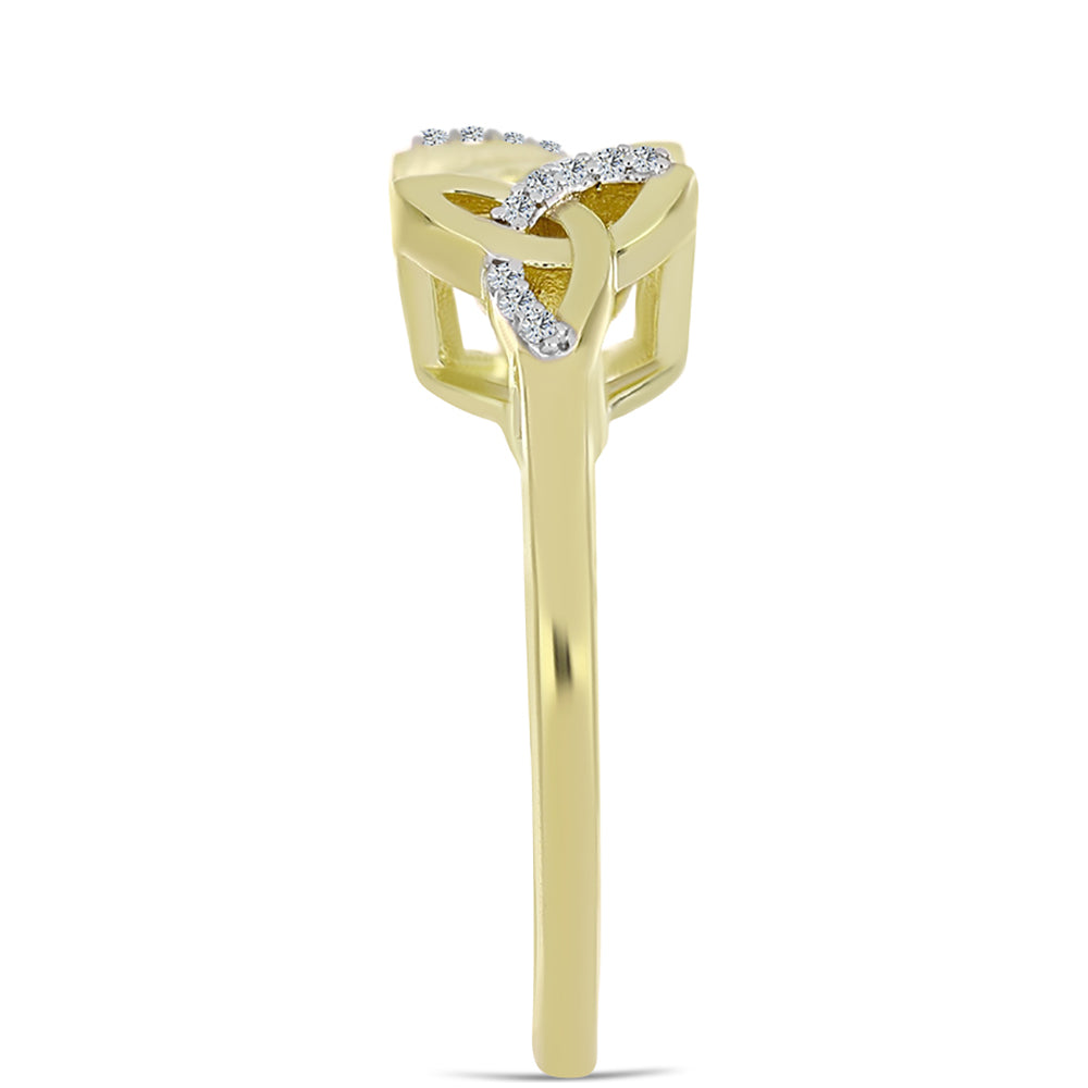 Anel de Prata com Banho de Ouro com Diamante Branco e Topázio Branco  Contraste: Cabeca de Veado (800) 4 