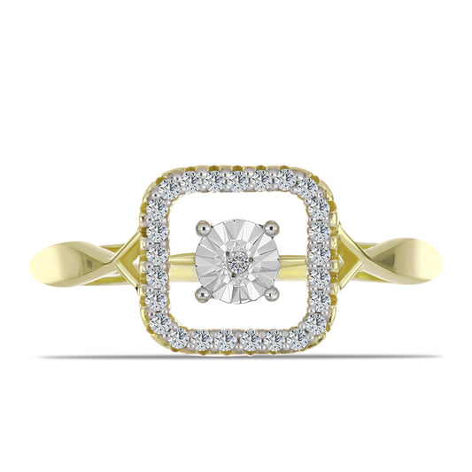 Anel de Prata com Banho de Ouro com Diamante Branco e Topázio Branco  Contraste: Cabeca de Veado (800)