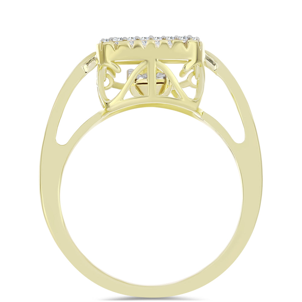 Anel de Prata com Banho de Ouro com Diamante Branco e Topázio Branco  Contraste: Cabeca de Veado (800) 2 