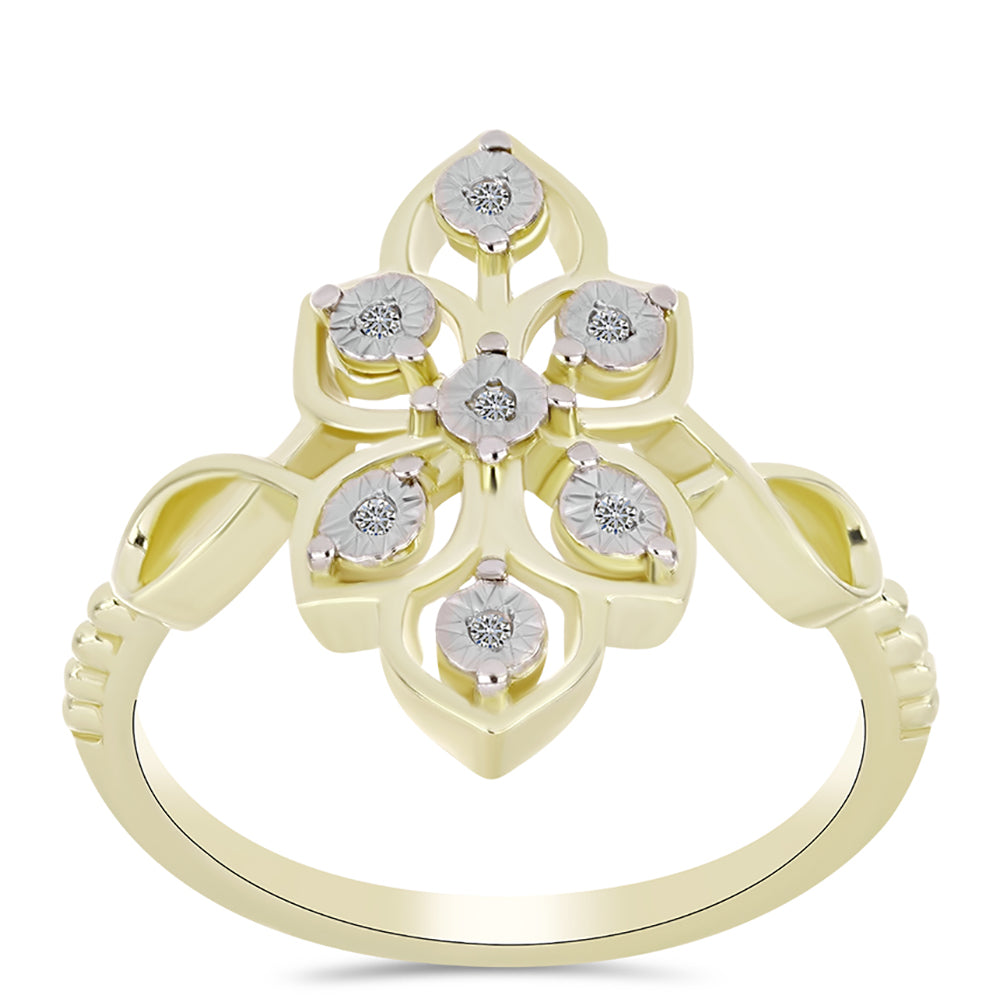 Anel de Prata com Banho de Ouro com Diamante Branco  Contraste: Cabeca de Veado (800) 3 