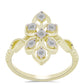 Anel de Prata com Banho de Ouro com Diamante Branco  Contraste: Cabeca de Veado (800)