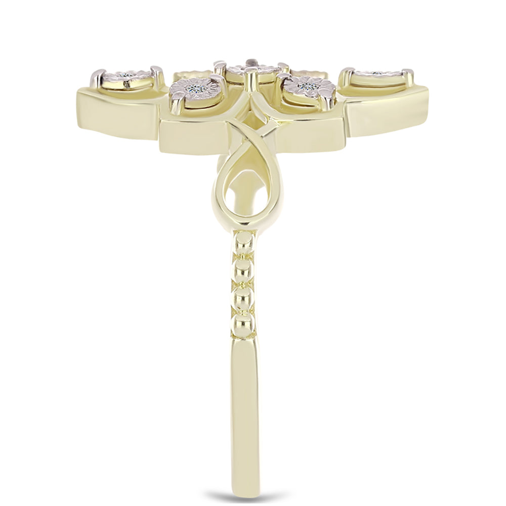 Anel de Prata com Banho de Ouro com Diamante Branco  Contraste: Cabeca de Veado (800) 4 