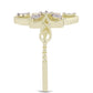 Anel de Prata com Banho de Ouro com Diamante Branco  Contraste: Cabeca de Veado (800)