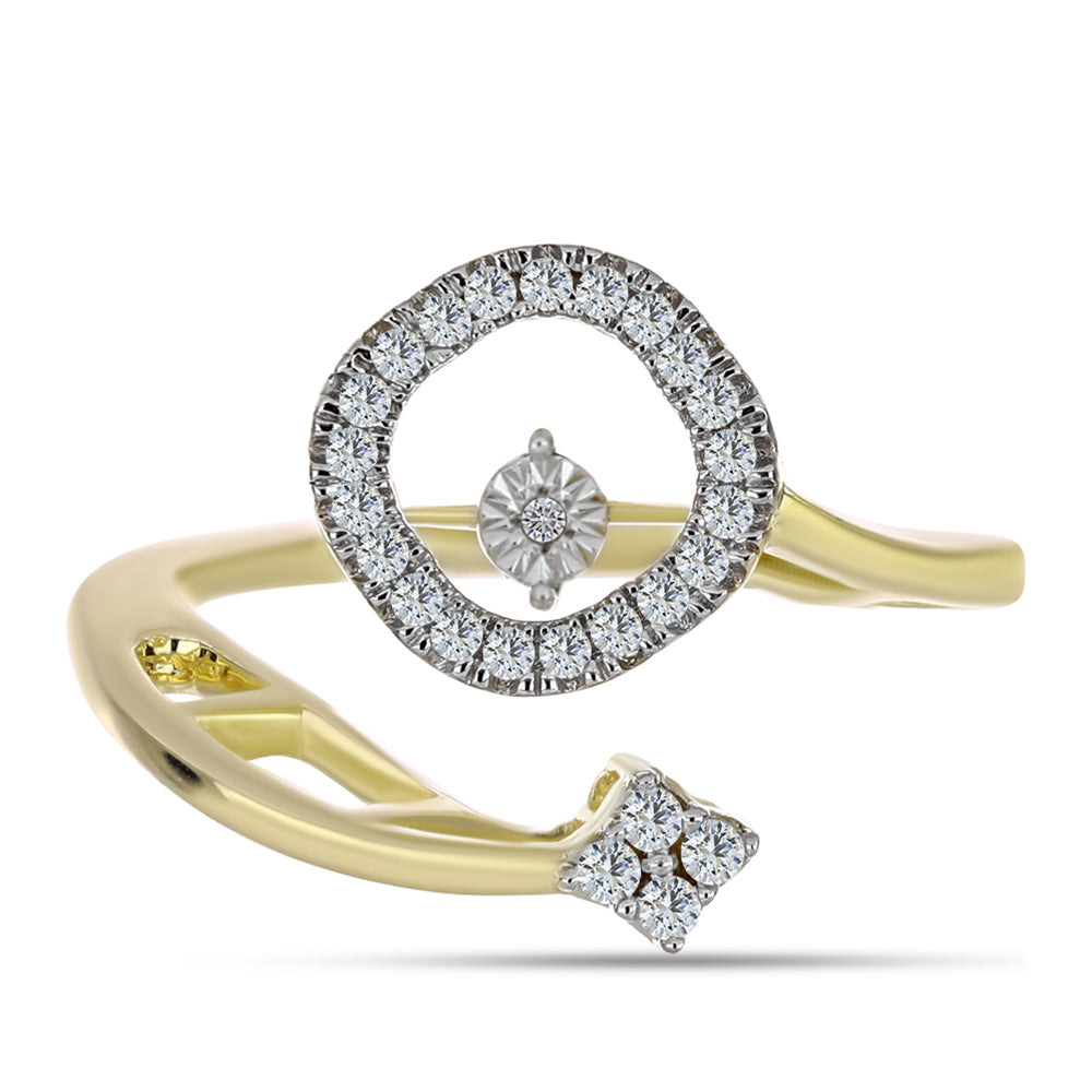 Anel de Prata com Banho de Ouro com Diamante Branco e Topázio Branco  Contraste: Cabeca de Veado (800) 1 