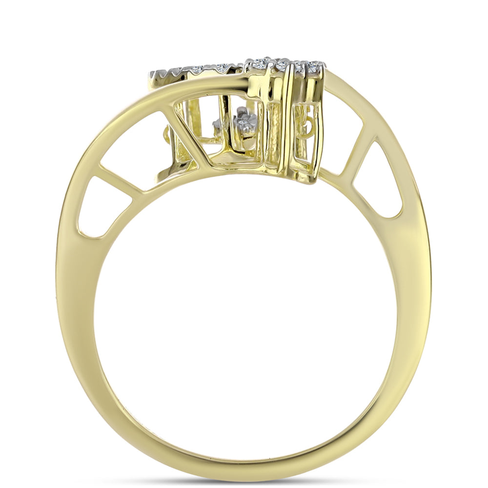 Anel de Prata com Banho de Ouro com Diamante Branco e Topázio Branco  Contraste: Cabeca de Veado (800)