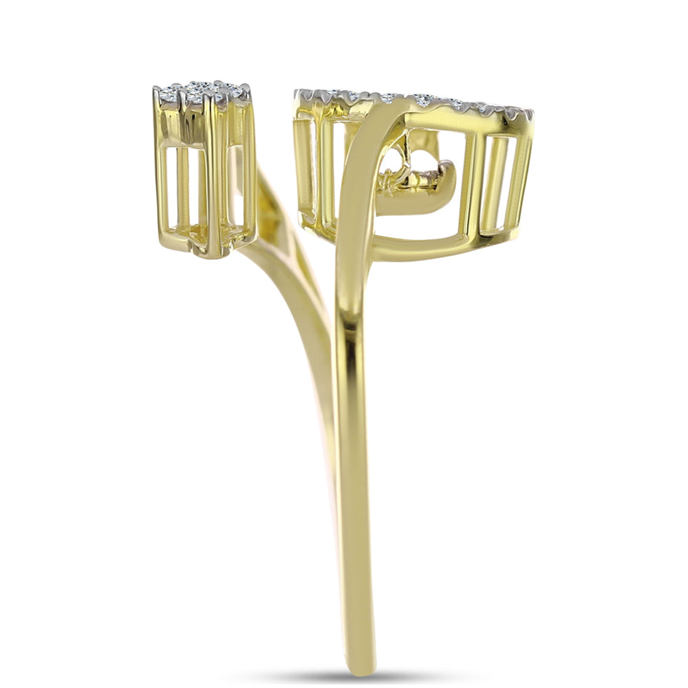 Anel de Prata com Banho de Ouro com Diamante Branco e Topázio Branco  Contraste: Cabeca de Veado (800)