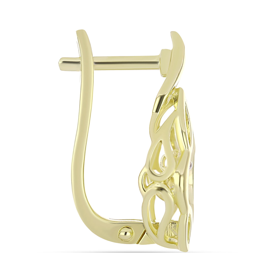 Brincos de Prata com Banho de Ouro com Diamante Branco 2 